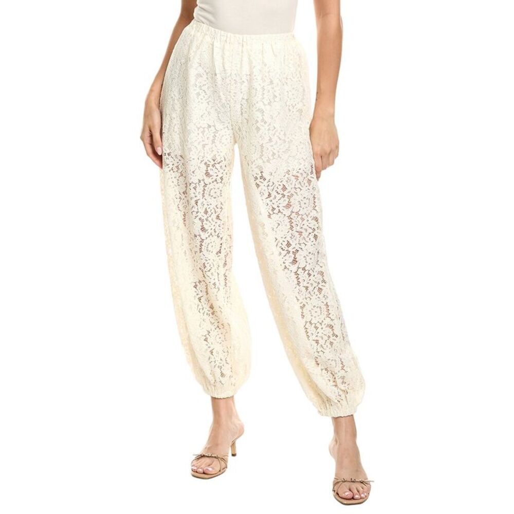 70/21 Womens  Embroidered Lace Pant, White